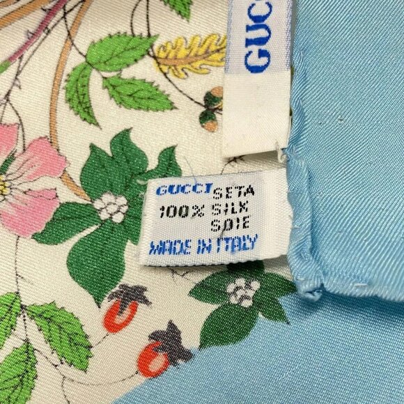 Auth GUCCI - White Light Blue Multi Scarf - Picture 3 of 5